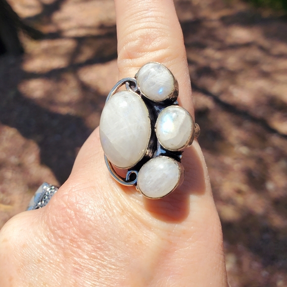 New Rainbow Moonstone 925 Silver Ring. - Picture 2 of 8